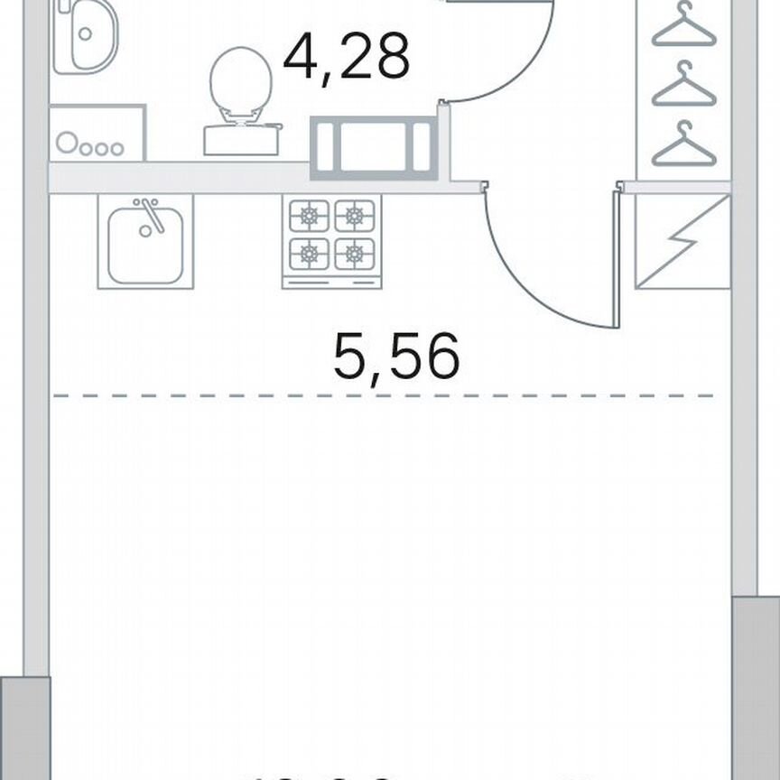 Квартира-студия, 27,5 м², 3/5 эт.