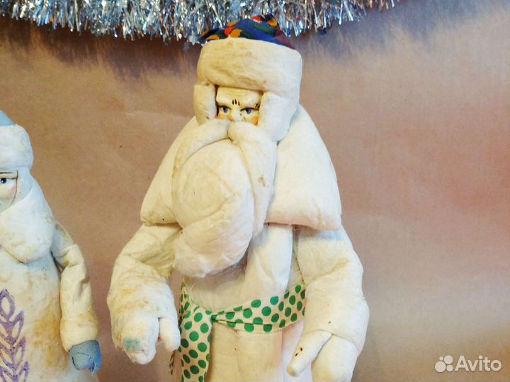Дед Мороз Снегурочка СССР папье маше вата Калинин