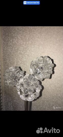 Хрустальные розы и вазочка