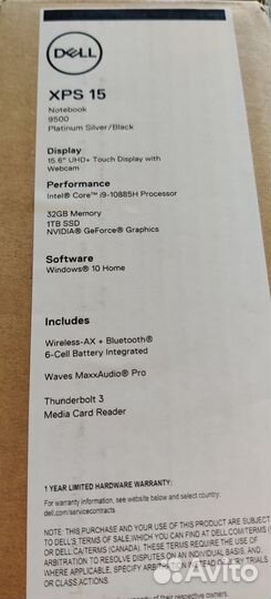 Ноутбук Dell xps 15 9500