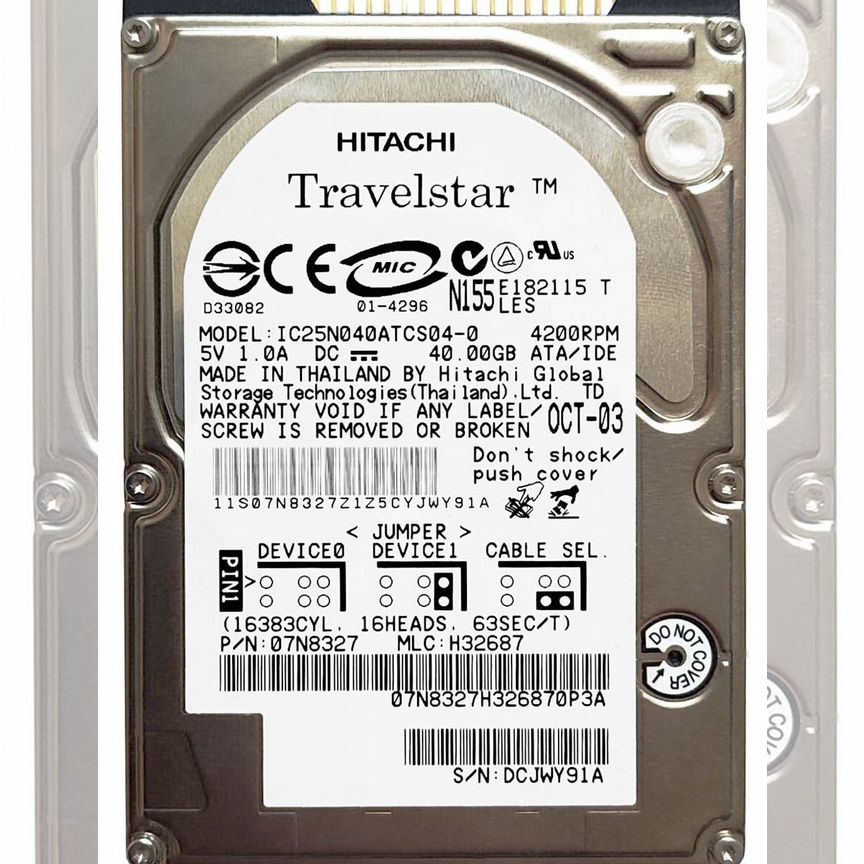 [IC25N040ATCS04-0] Жесткий Диск Hitachi 40gb Ide Ic25n040atcs04-0