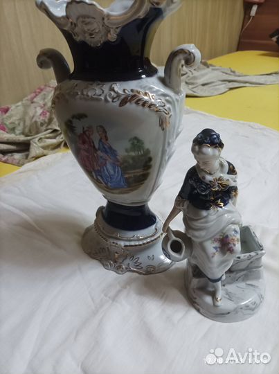 Ваза И статуэтка. фарфор. золото