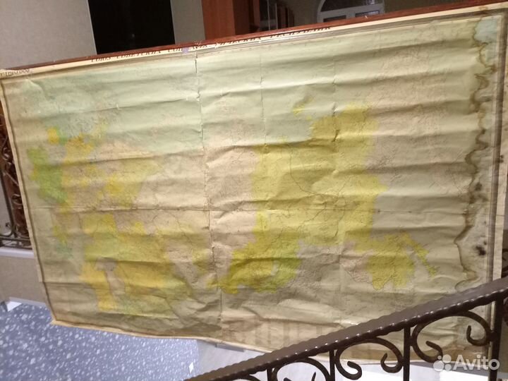 Карта СССР минстрой 1980 год 2.2 х 1.3 метра Школа