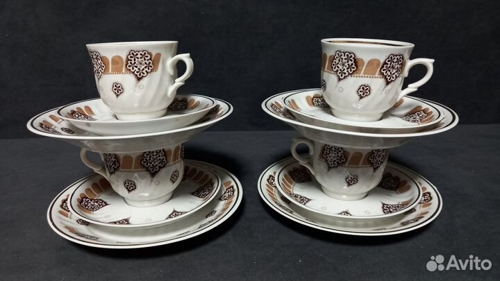 Кофейные, чайные пары вербилки, Рига фарфор СССР