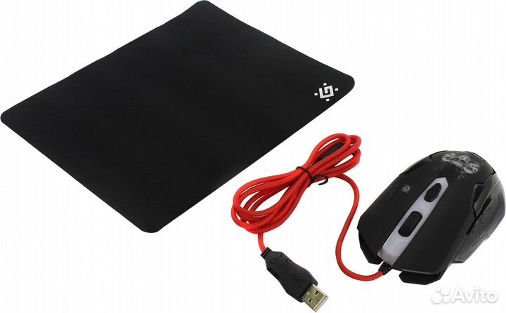 Игровой набор мышка и коврик Defender Skull GM-180