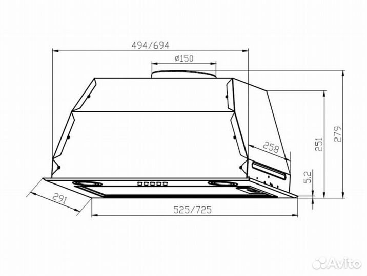 Вытяжка кухонная встраиваемая LEX GS bloc P 600 BL