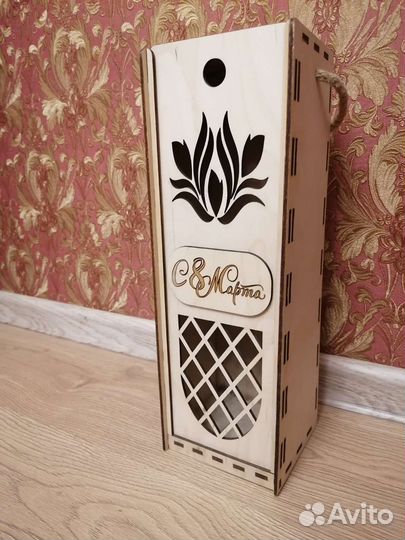 Коробка подарочная деревянная, Новый год