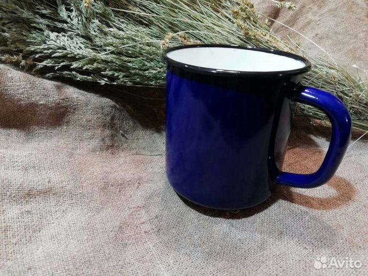 Кружка кобальт синяя эмаль СССР. Сохран