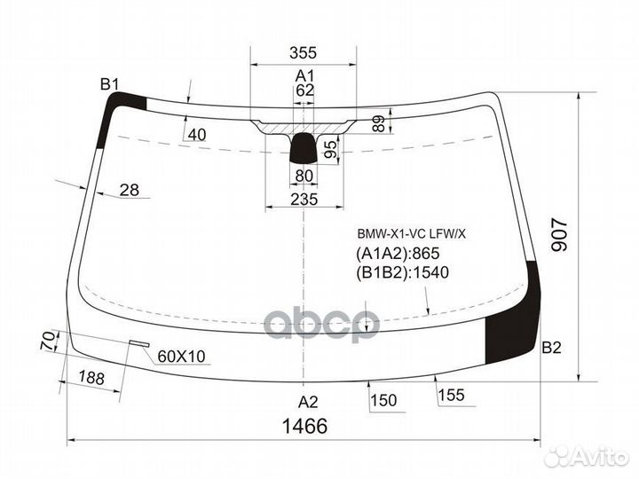 Стекло лобовое BMW X1 E84 09-15 BMW-X1-VC LFW/X