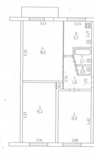 3-к. квартира, 59,5 м², 4/6 эт.