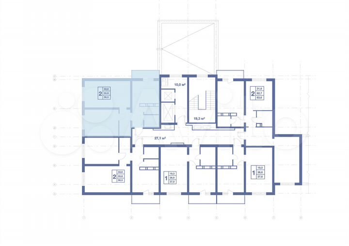 2-к. квартира, 56,5 м², 15/17 эт.