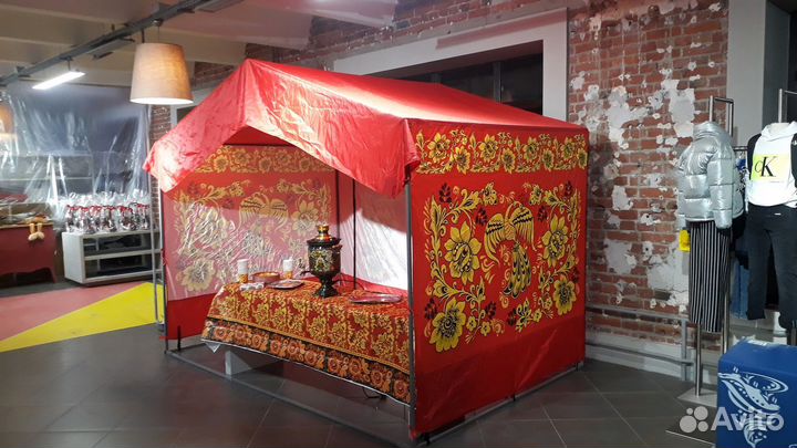 Аренда палатки с принтом Хохлома (3 на 2 метра)