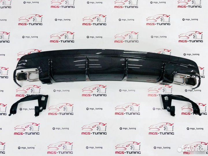 Диффузор с Chrome насадками CLA 45 w117 Под карбон