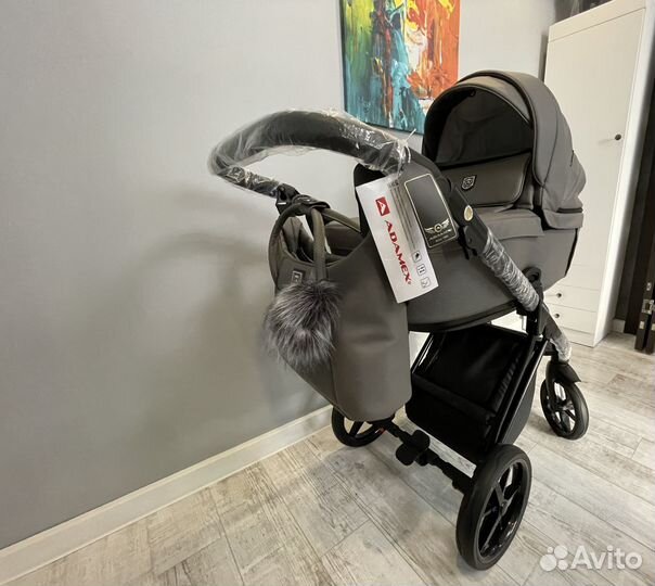 Коляска Adamex Belissa Deluxe 3 В 1 – серая кожа