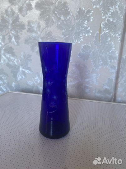 Ваза под цветы синее стекло СССР