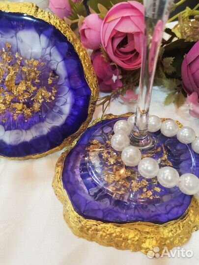 Подстаканники из эпоксидной смолы - интерьер