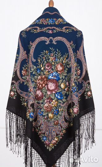 Павловопосадский платок шаль р 148 Русские сезоны