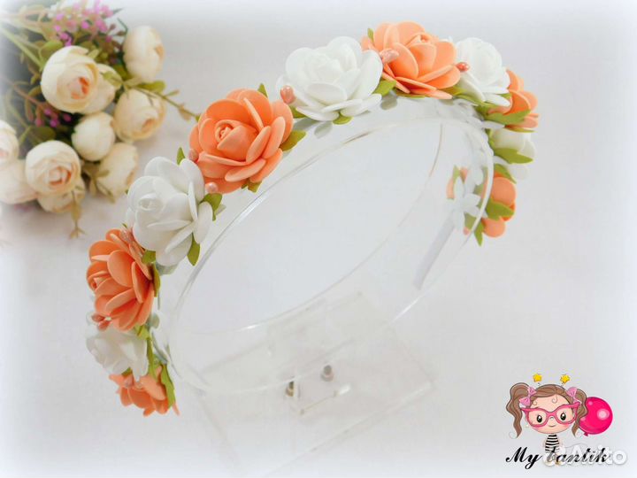 Ободок с цветами ручной работы