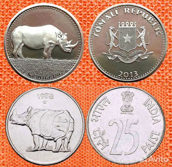 Носороги и черепахи на монетах