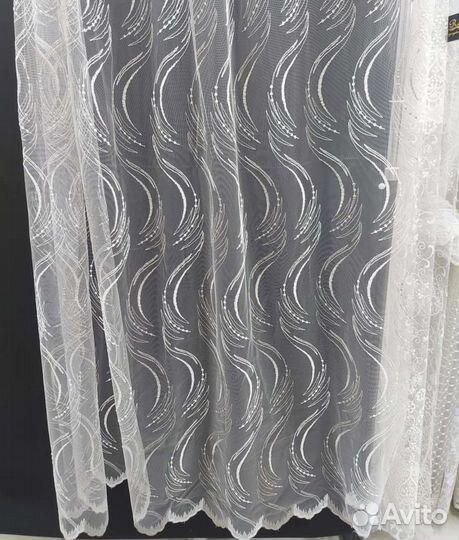 Тюль белый с серебром