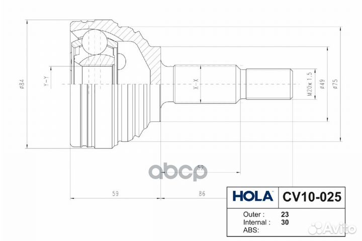 ШРУС наружный CV10-025 hola