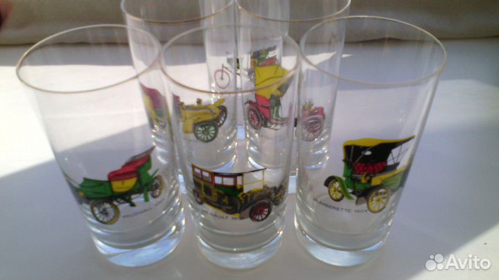 Стаканы Набор Чехия 1970е Ретро Автомобили