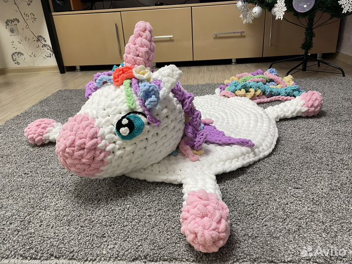 Вязаный плюшевый Детский коврик игрушка единорог