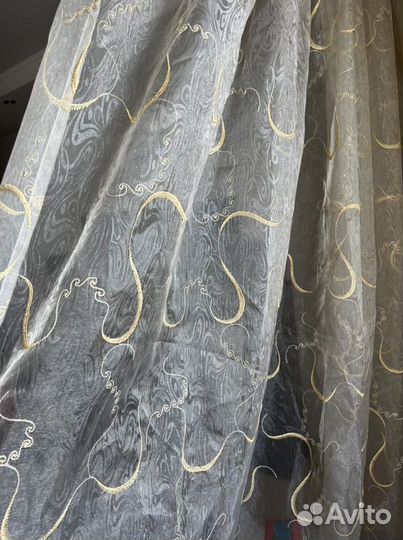 Тюль шторы 2 штуки высота 265 длина 4 метра х2