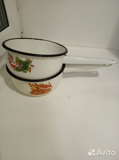 Ковшики эмалированные 2шт б/у