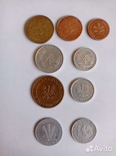 Монеты фрг, ГДР, Польша, Венгрия