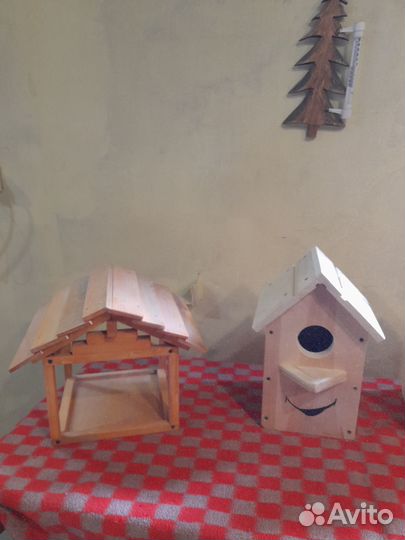 Домик для птиц скворечник и кормушка для птицы