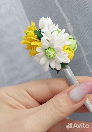 Кружка с декором из полимерной глины,ручная работа