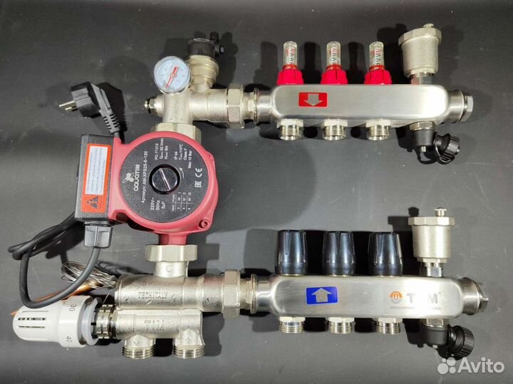 Коллектор для теплого пола 3 выхода комплект