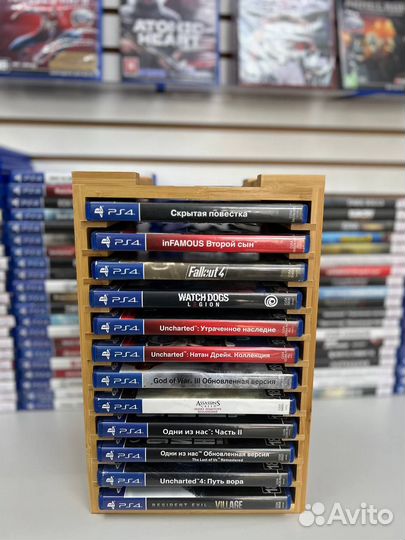 Бамбуковая подставка для хранения дисков PS4/PS5