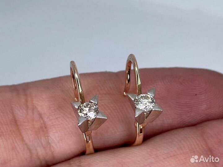Золотые серьги с бриллиантами 0.5 ct