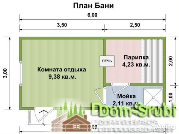 Осташков. Хорошая надёжная Баня из бруса Б-5 (3х6)