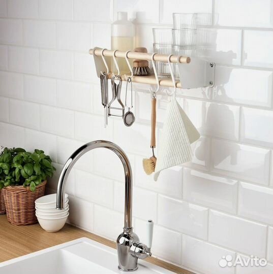 Полка для кухни икеа неребю 40х12х9.9 см, береза