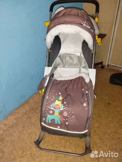 Детские санки коляска с колесами