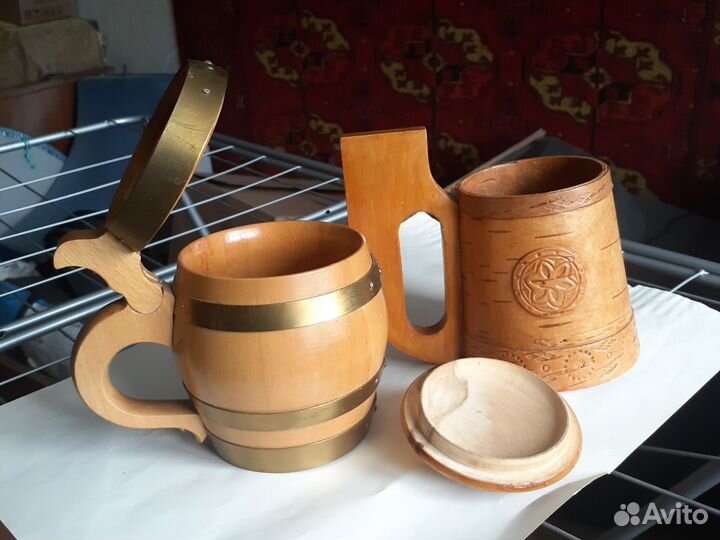 Кружки деревянная и берестяная СССР