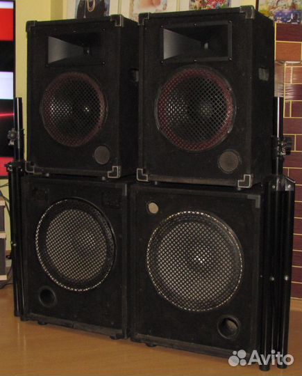 Колонки Pro 2000W Bravy 2шт C-Mark 2шт Штативы 2шт