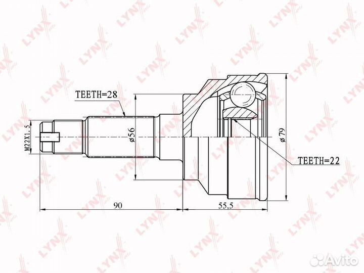 Шрус наружный перед прав/лев
