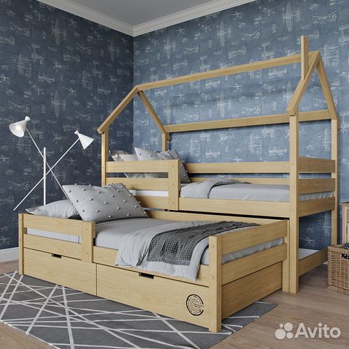Детская кровать из березы для 2-х детей