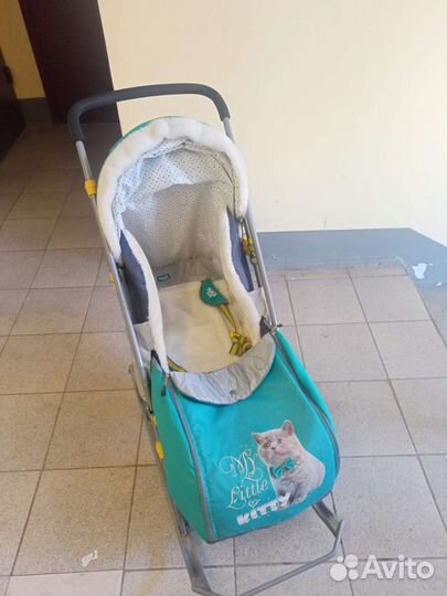 Детские санки коляска с колесами