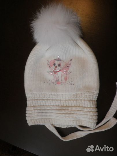 Новая утепленная шапочка для девочки, размер 52-54
