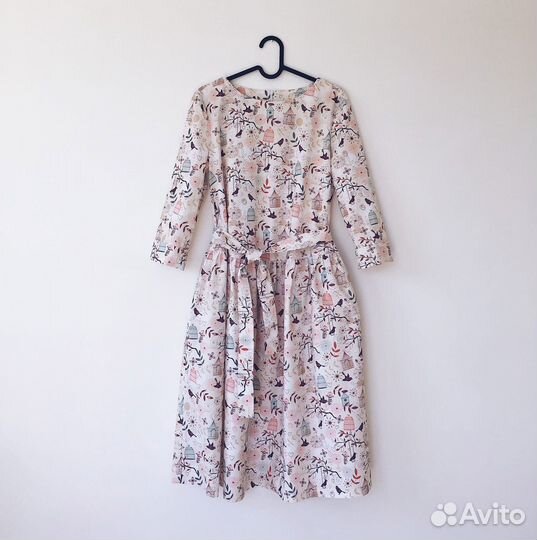 Хлопокаое платье с птицами