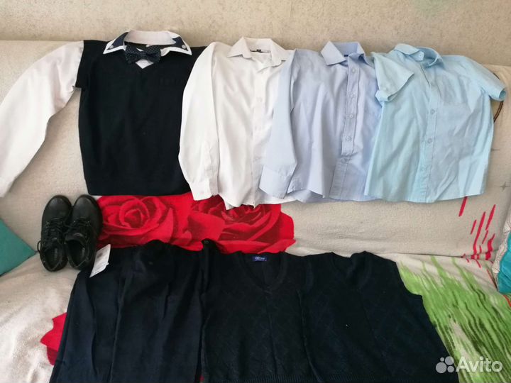 Синяя школьная форма 128 с обувью