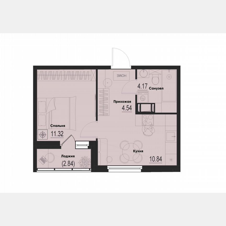 1-к. квартира, 32,3 м², 5/12 эт.