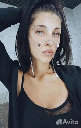 Цепочка на лицо на нос украшение из цепей сердечки