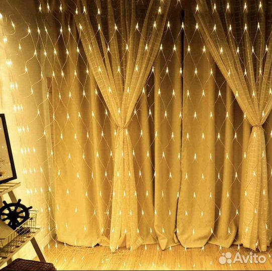 Светодиодная гирлянда штора занавес сетка