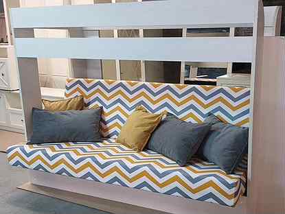Кровать двухъярусная с диваном Карамель Бодега све